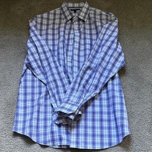 Banana Republic Men's Blue Plaid Dress Shirt